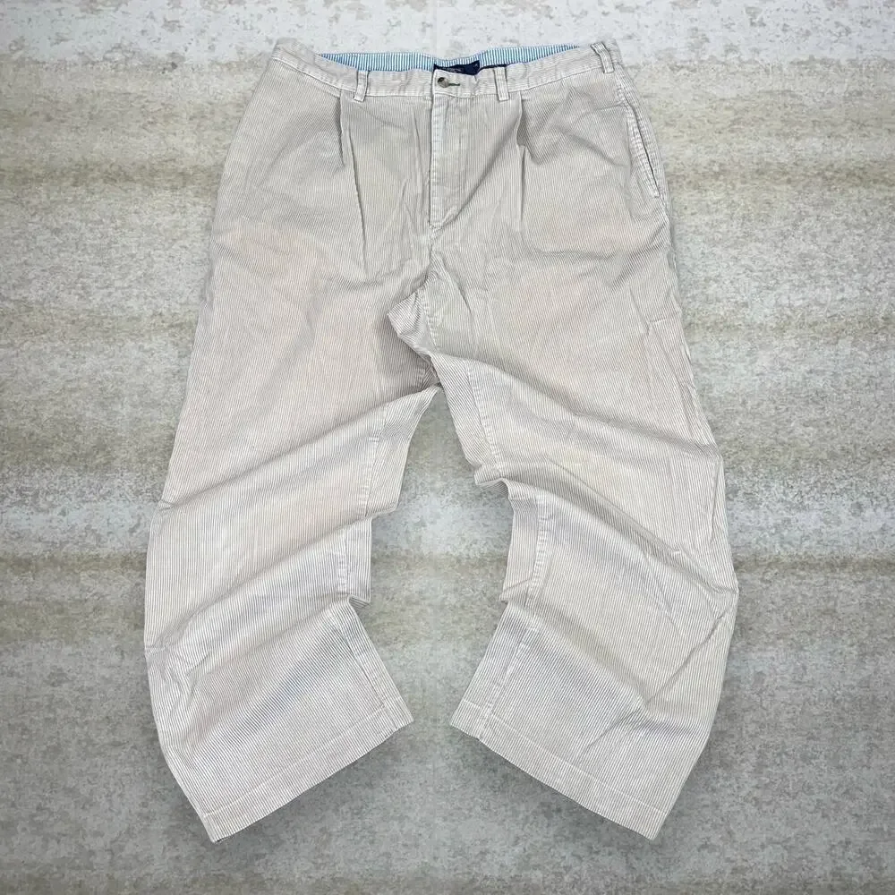 Vintage 90s Tommy Hilfiger Corduroy Pants 38x30 Baggy Wide Leg Fit Light Tan